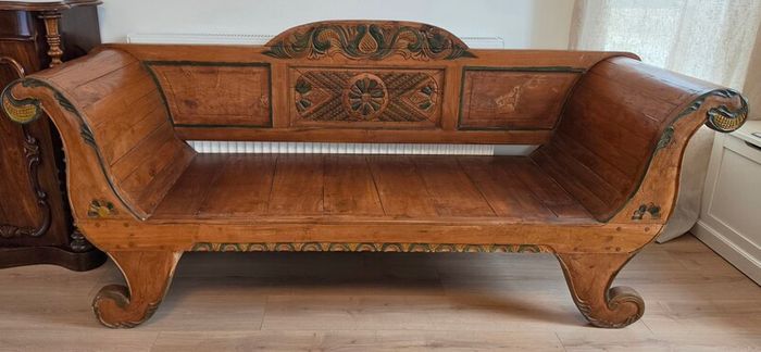 Extremely Rare Antique Javanese / Dutch Colonial Teak Daybed / Settee Bench