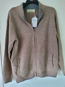 Brand new mens wool Irelands Eye zip up jumper or cardigan