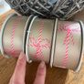1 x 15metre roll 38mm width, of Italian taupe and candy stripe bow ribbon Image 4
