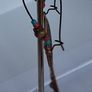Antique Copper Filigree Iridescent Crystals & Turquoise Loop Hoop Earrings Image 2