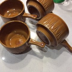 Buy 2 Get 1 FREE - Vintage Mustard ( similar to Tams) Handled Soup / Cereal Set of 4