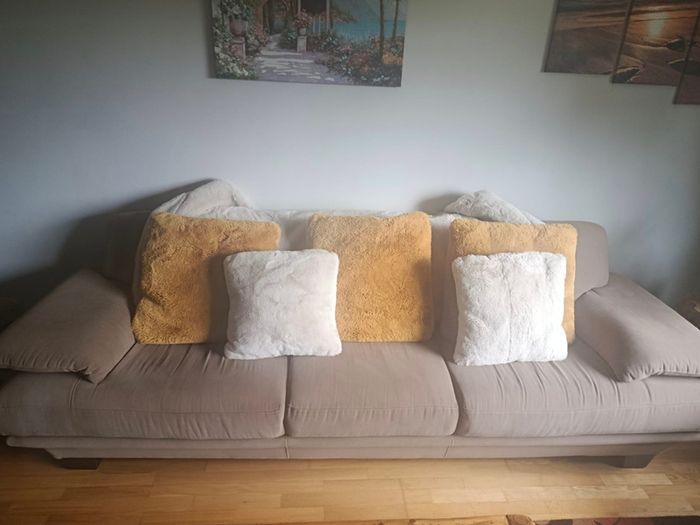 2 & 3 Seater Taupe/Fawn Sofa Suite