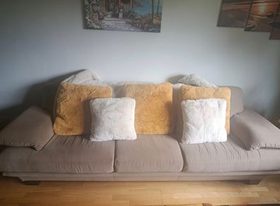 2 & 3 Seater Taupe/Fawn Sofa Suite