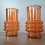 Set of x2 Orange Glass Vases Image 2