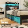 3ft Single Bed Frame with LED Lights Storage Upholstered Headboard and Charging Station Image 4