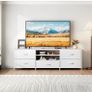 TV Stand Cabinet, TV Unit with 5 Drawers, 140 cm, White TV Console Table with Storage Organizers, Entertainment Center with Open Shelf for Living Room, Bedroom Image 8