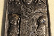 Wall relief peat plaque peat plaque Owen Crafts crucifixion plaque