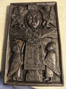 Wall relief peat plaque peat plaque Owen Crafts crucifixion plaque