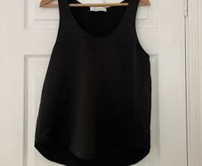 Cedric Charlier Black Scoop-Neck Swing Tank Top - Size 10 - Designer Label