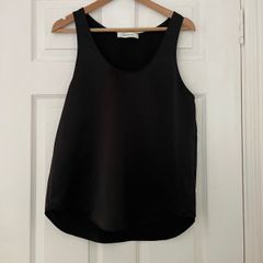 Cedric Charlier Black Scoop-Neck Swing Tank Top - Size 10 - Designer Label