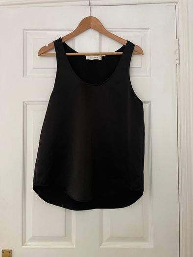 Cedric Charlier Black Scoop-Neck Swing Tank Top - Size 10 - Designer Label