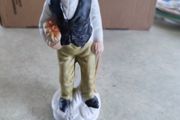 Vintage Grandpa Statue Holding Cane &amp; Carrying Basket of Vegetables Bisque Porcelain Farmer Figure Retro Old Man Figurine Grandfather