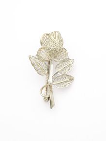 Sterling Silver Filigree Flower Brooch