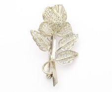 Sterling Silver Filigree Flower Brooch