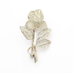 Sterling Silver Filigree Flower Brooch