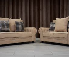 Verona Beige 3+2 or 3+1+1 Scatter Back Cushions Sofa Set