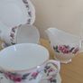Queen Anne Bone China, tea set for 4 person, contains 11 pcs, including 4 tea cups, 4 saucers, a milk jar, a sugar bowl and a cookie serving plate 22cm. Impeccable conditions, looks like a new one, any scratches, cracks or cips. Image 5