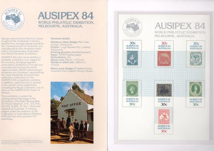 1984 Australia World Philatelic Exhibition AUSIPEX `84 - Melbourne, Australia Commemorative Stamps Sheetlet Presentation Pack