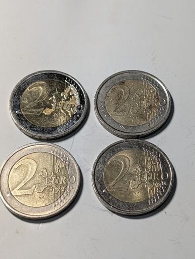4 x Collectable 2 Euro coins.
