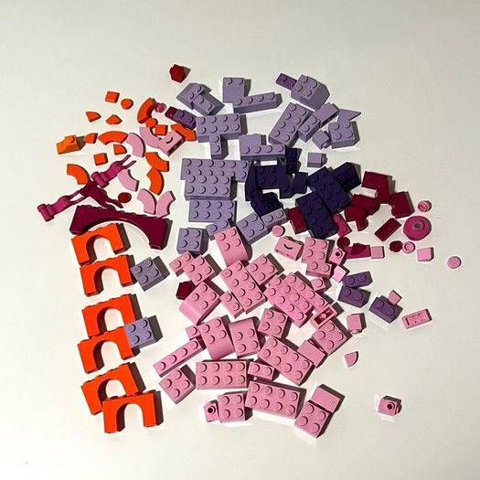 Collection of Colourful Lego Pieces in Pink, Purple, Coral etc.