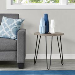 Dorel Owen Retro Round End Table- Grey Oak - 3613307COMUK