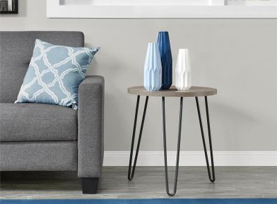 Dorel Owen Retro Round End Table- Grey Oak - 3613307COMUK