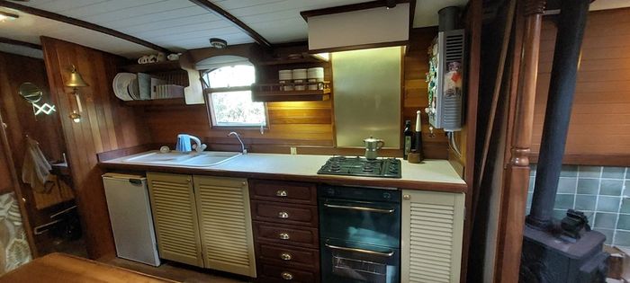 52' Sagar Marine widebeam barge for off grid living