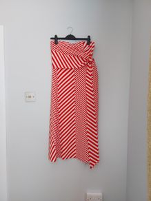M&S Autograph red and white strapless dress
