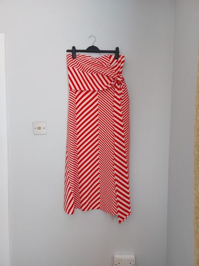 M&S Autograph red and white strapless dress