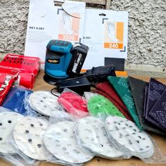 Mellif Cordless 125mm Orbital Sander + Battery, Charger & Large Sanding Bundle