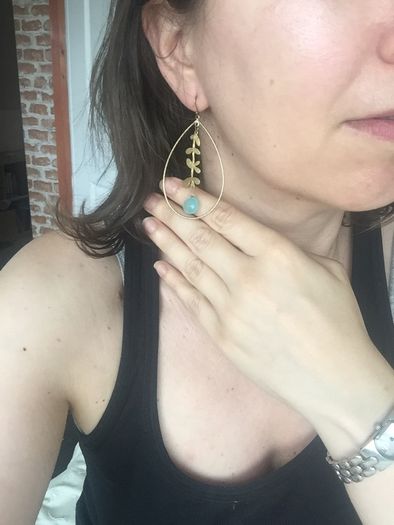 Gold plated silver drop earrings with blue topaz wedding occasion