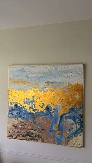 Navy and Gold Canvas 90cm x 90cm