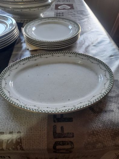 18 Piece of Antique Delf including 2 Lidded Tureen, 2 Platter Plates, Gravy Boat and Plates