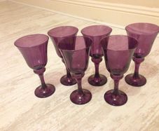 6 purple wine glasses