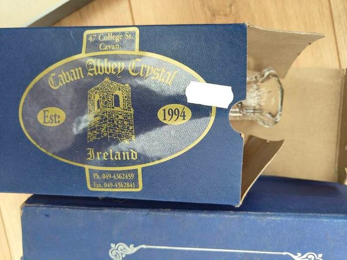 6 Collections of Vintage Lead Crystal Glass Ornaments, Waterford / Irish Crystal and a quartz clock