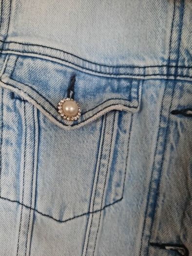 River Island Denim and Faux Leather Jacket Size 10