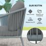 2-Seater Resin Wicker Garden Sofa with Cushions, Outdoor Sofa with Armrests, Steel Frame Image 5