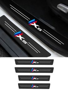 4Pcs Car Stickers Threshold For BMW X5 Logo Anti Scratch Door Sill Protector