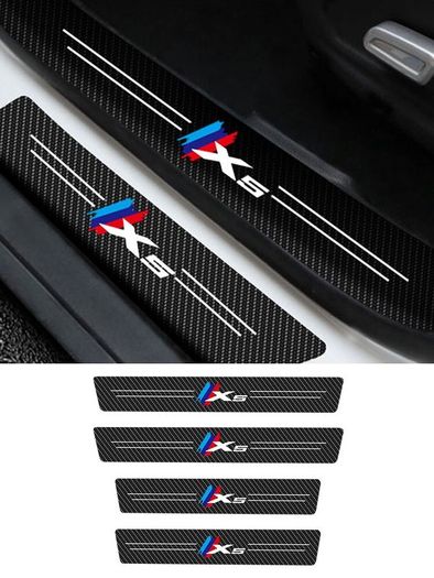4Pcs Car Stickers Threshold For BMW X5 Logo Anti Scratch Door Sill Protector