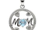 BRILLIANT Mother's Day Blue Heart-shape Christmas TOPAZ stone Mum Mother Silver Pendant Locket Necklace
