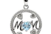 BRILLIANT Mother's Day Blue Heart-shape Christmas TOPAZ stone Mum Mother Silver Pendant Locket Necklace