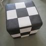 Harlequin checkered black white stool table Image 2