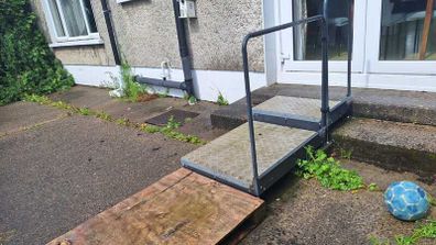 Double Half Step with Handrail: accessibility ramp