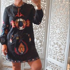 zara embroidered dress