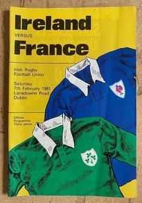 Very Rare 1981 Ireland v France - Five Nations Championship Programme
