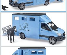 bruder 02674 Mercedes-Benz Sprinter Animal Transporter with 1 Horse Farm Agriculture Horse Riding Accessories Horse Stable Horse Trailer Vehicle Play Set Bworld 1: 16