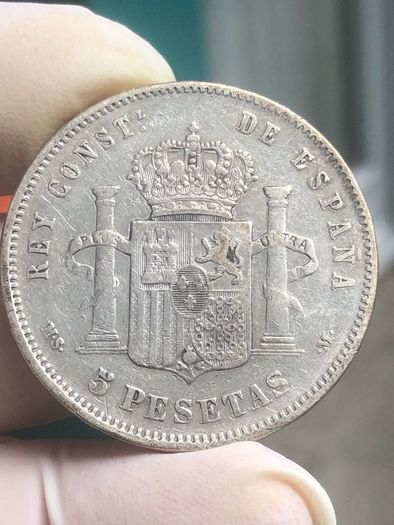 Spain Silver 5 Pesetas 1885 Alfonso XII