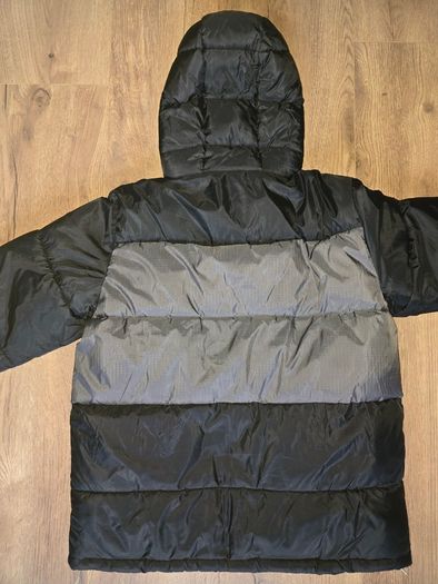 Bershka Mens Two Tone Hooded Puffer Jacket M Black & Grey