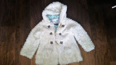White M&S Woolen Hoody Jacket for Girls 4-5 years