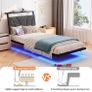 Single with LED Lights,Ergonomic Headboard with USB Charging,Bed Frames Noise-Free Metal Slats,Black Image 2